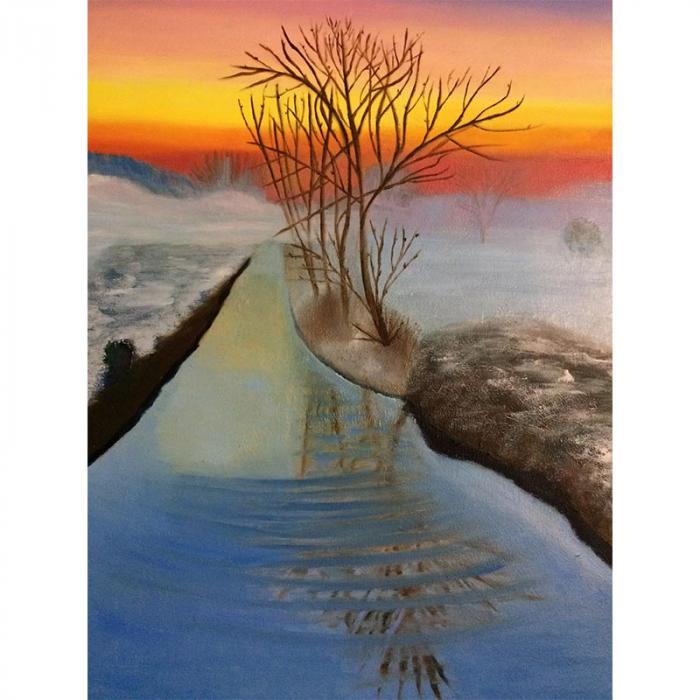 Paesaggio invernale al tramonto