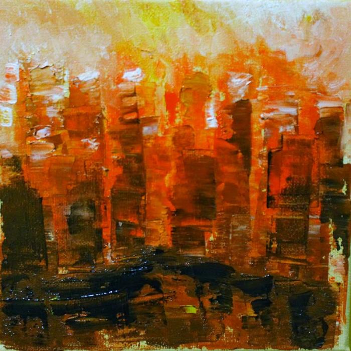 City view II: urban fiery sunset