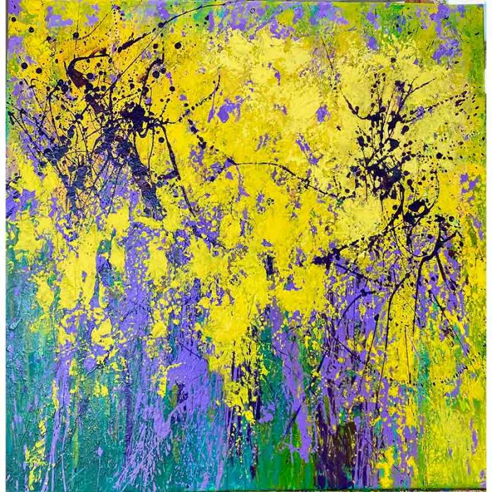 Yellow iris with Purple